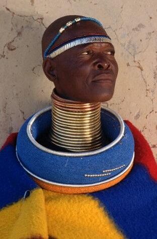 Rings for stretching the neck of a man from an African tribe